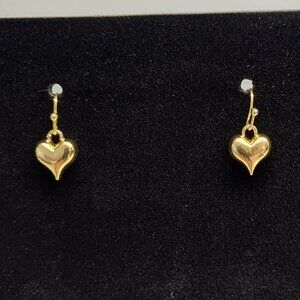 Artisan gold-tone puffed heart earrings, new